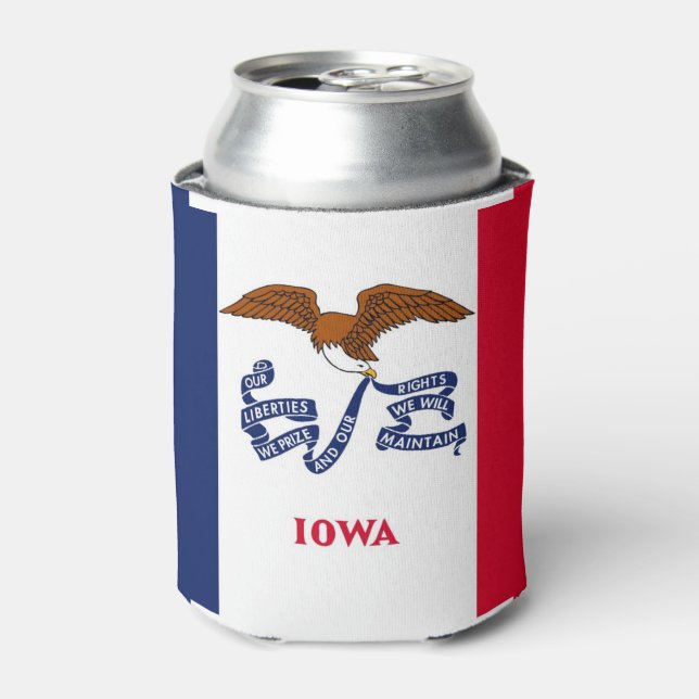 Can Cooler mit der Flagge von Iowa Staat, USA. Dosenkühler (Kanne Vorderseite)