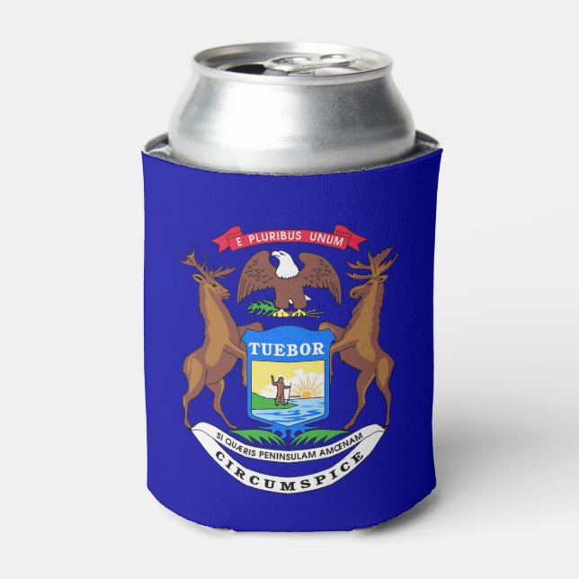 Can Cooler mit Fahne von Michigan Staat, USA. Dosenkühler (Kanne Vorderseite)