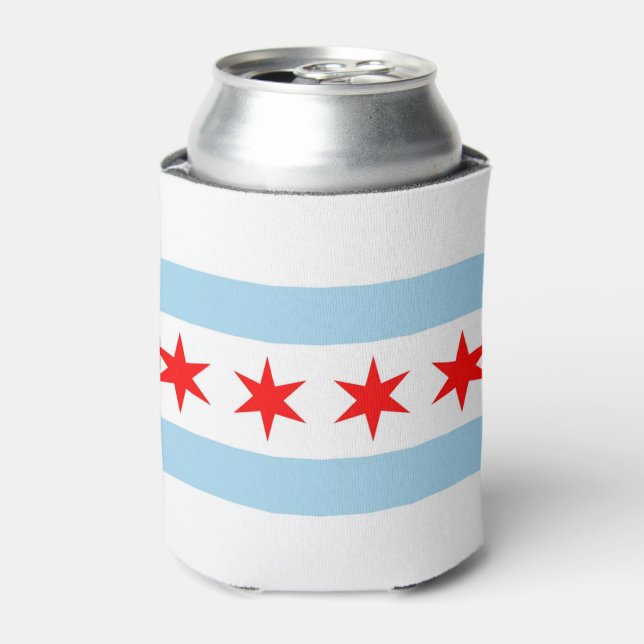Can Cooler mit Flagge von Chicago, Illinois, USA. Dosenkühler (Kanne Vorderseite)