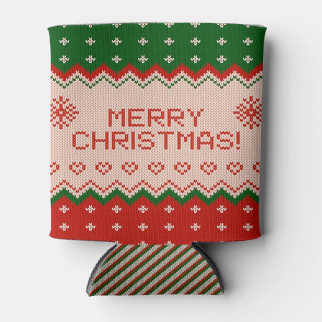 Can Cooler small with Merry Christmas Knit Dosenkühler (Vorderseite)