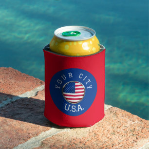 Can Cooler - USA Personalisiert - Name der Stadt h Dosenkühler