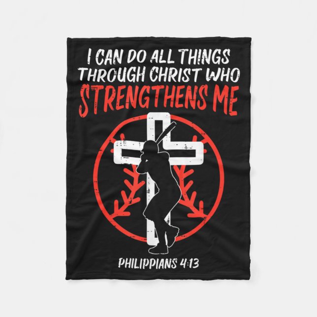 Can Do All Things Baseball Religious Christian Men Fleecedecke (Vorderseite)