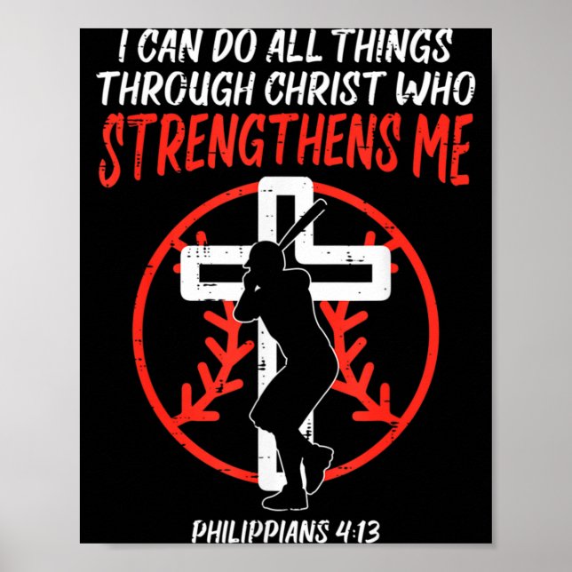Can Do All Things Baseball Religious Christian Men Poster (Vorne)