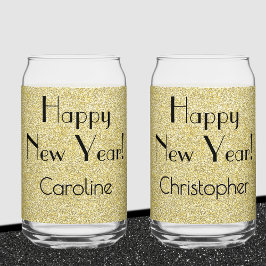 Can Glass Gold | Retro Name Happy New Year Dosenglas