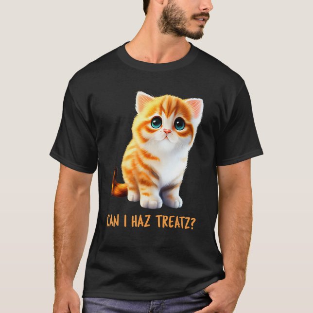 Can I Haz Treatz Cute Cat Baby Talk Kitten Beautif T-Shirt (Vorderseite)