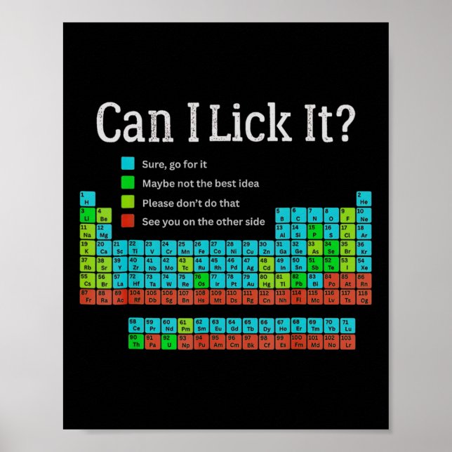 Can I Lick It Funny Back To School Periodic Table  Poster (Vorne)