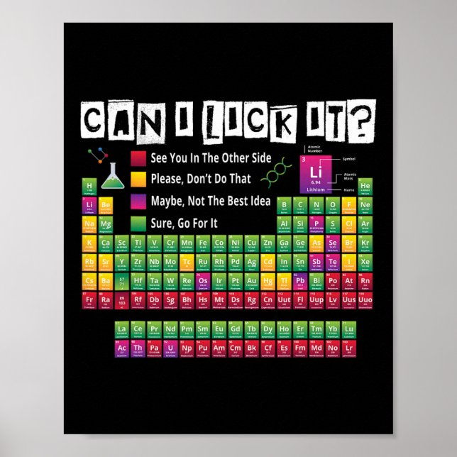 Can I Lick It Funny Periodic Table Science Teacher Poster (Vorne)
