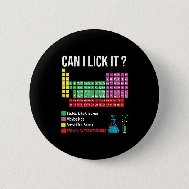 Can I Lick It Periodic Table Chart Science Teacher Button (Vorderseite)