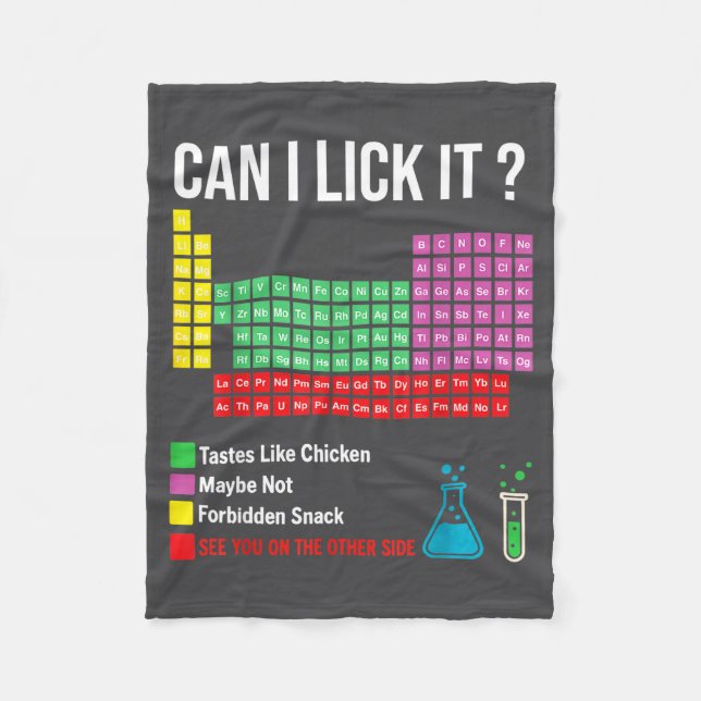 Can I Lick It Periodic Table Chart Science Teacher Fleecedecke (Vorderseite)