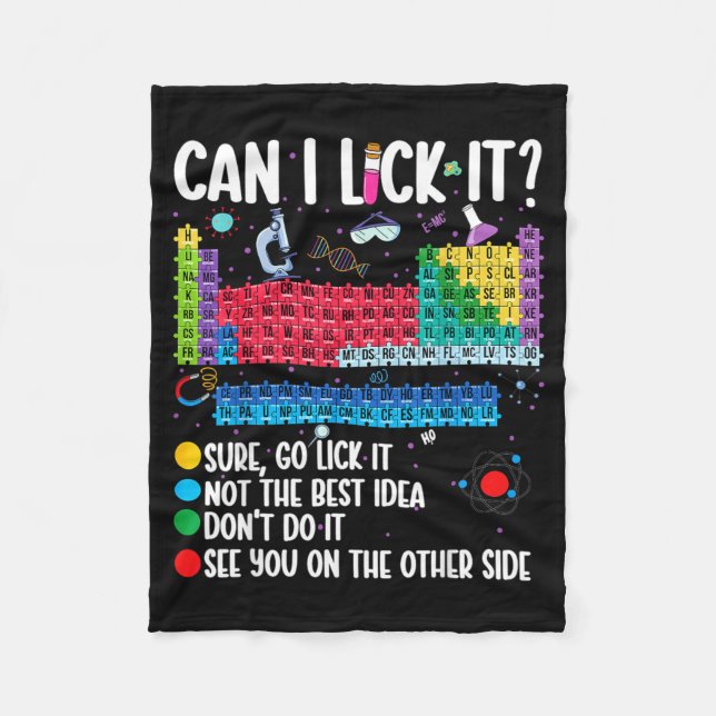 Can I Lick It Periodic Table Funny Science Chemist Fleecedecke (Vorderseite)
