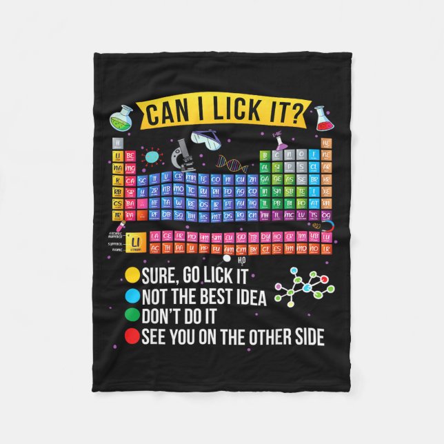 Can I Lick It Periodic Table Funny Science Chemist Fleecedecke (Vorderseite)