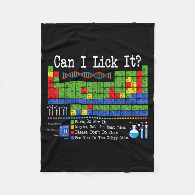 Can I Lick It Periodic Table Funny Science Teacher Fleecedecke (Vorderseite)