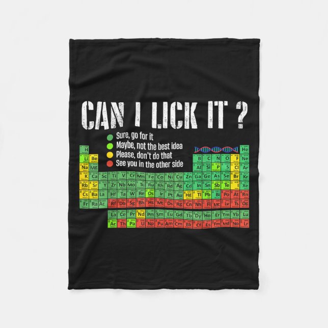 Can I Lick It Periodic Table Funny Science Teacher Fleecedecke (Vorderseite)