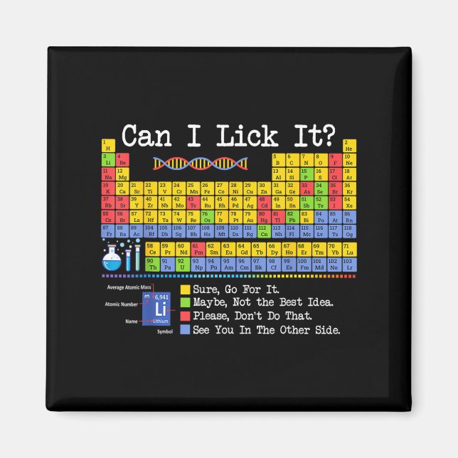 Can I Lick It Periodic Table Funny Science Teacher Magnet (Vorne)