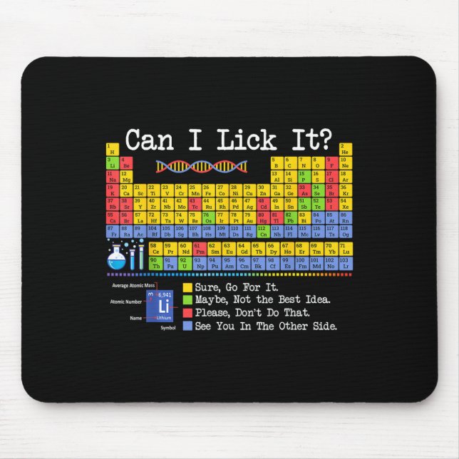 Can I Lick It Periodic Table Funny Science Teacher Mousepad (Vorne)