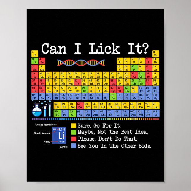Can I Lick It Periodic Table Funny Science Teacher Poster (Vorne)