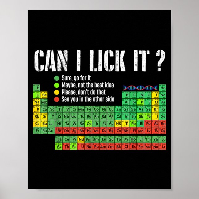 Can I Lick It Periodic Table Funny Science Teacher Poster (Vorne)