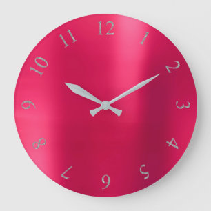 Can Pink Blush Glitzer Gray Silver US UK Nummern Große Wanduhr