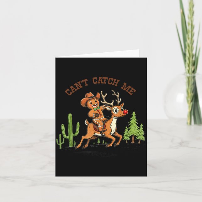 Can’t Catch Me Gingerbread Cowboy Funny Christmas  Karte (Vorderseite)
