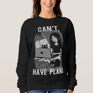 Can t Have Plans Girl Home In Bed With Cats And La Sweatshirt