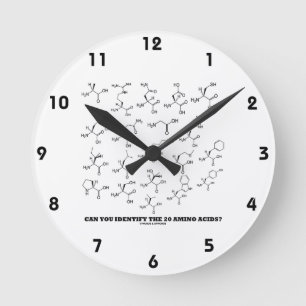Can You Identify The 20 Amino Acids? (Chemistry) Runde Wanduhr