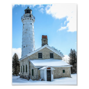 Cana Island Leuchtturm im Winter Fotografie Print