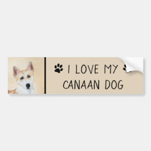 Canaan Dog Malerei - Niedliche Original Hunde Kuns Autoaufkleber