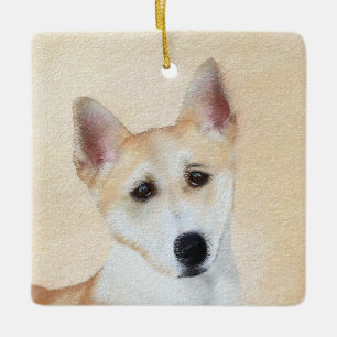 Canaan Dog Malerei - Niedliche Original Hunde Kuns Keramikornament