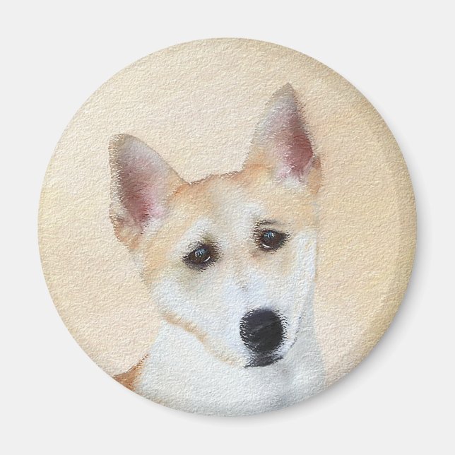 Canaan Dog Malerei - Niedliche Original Hunde Kuns Magnet (Vorne)