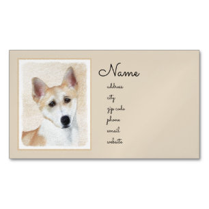 Canaan Dog Malerei - Niedliche Original Hunde Kuns Magnetische Visitenkarte