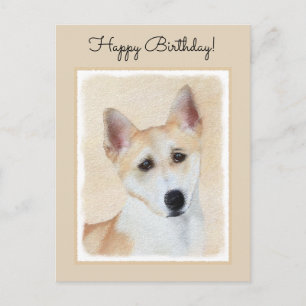 Canaan Dog Malerei - Niedliche Original Hunde Kuns Postkarte