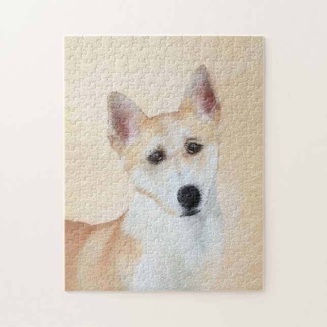 Canaan Dog Malerei - Niedliche Original Hunde Kuns Puzzle (Vertikal)