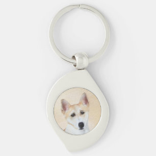 Canaan Dog Malerei - Niedliche Original Hunde Kuns Schlüsselanhänger