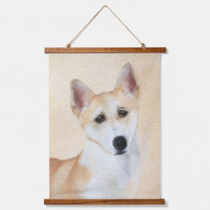 Canaan Dog Malerei - Niedliche Original Hunde Kuns Wandteppich Mit Holzrahmen