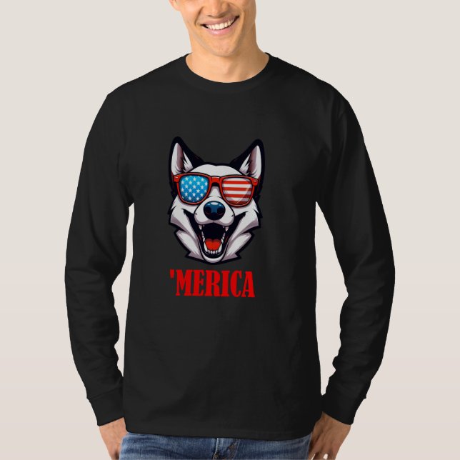 Canaan Dog Merica 4. Juli US-Flagge T-Shirt (Vorderseite)
