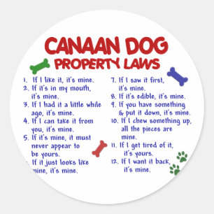 CANAAN DOG Property Laws 2 Runder Aufkleber