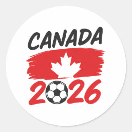 Canada 2026 Soccer Fan Design with Maple Leaf Runder Aufkleber
