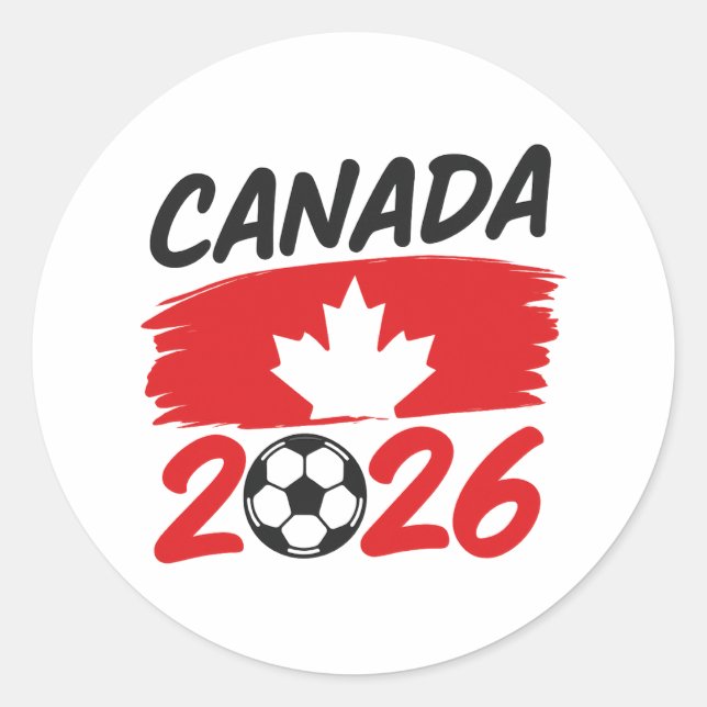 Canada 2026 Soccer Fan Design with Maple Leaf Runder Aufkleber (Vorderseite)