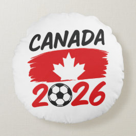 Canada 2026 Soccer Fan Design with Maple Leaf Rundes Kissen