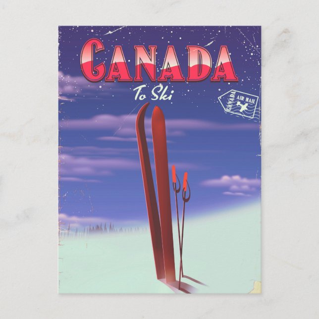 Canada Air verschickt Post an Skikartenillustrieru Postkarte (Vorderseite)