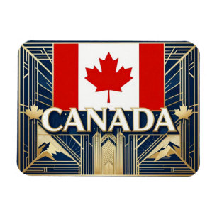 🍁 CANADA Art Deco Ahornblatt-Stil Magnet