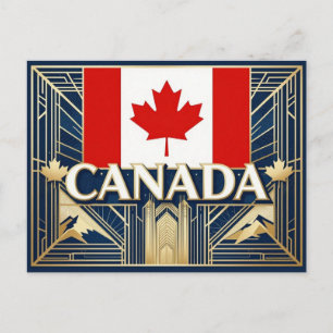 🍁 CANADA Art Deco Ahornblatt-Stil Postkarte