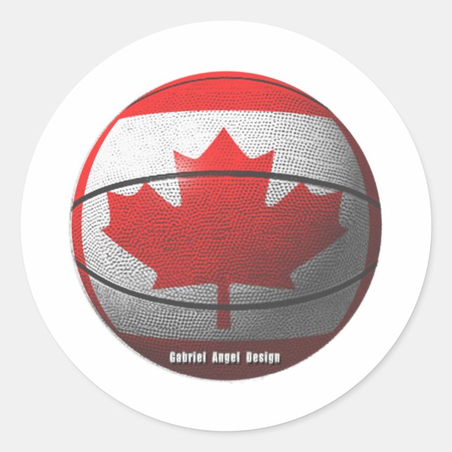 Canada Basketball Runder Aufkleber (Vorderseite)