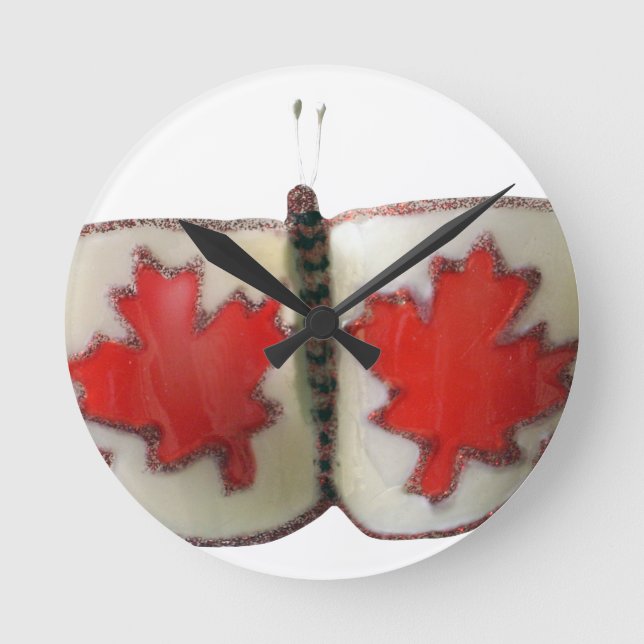 Canada Butterfly Runde Wanduhr (Vorderseite)