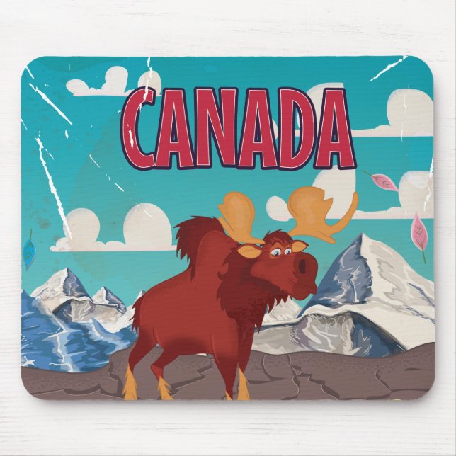 Canada Cartoon Vintag Elche Poster Mousepad (Vorne)