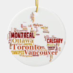 Canada Cities Word Art Keramikornament