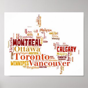 Canada Cities Word Art Poster