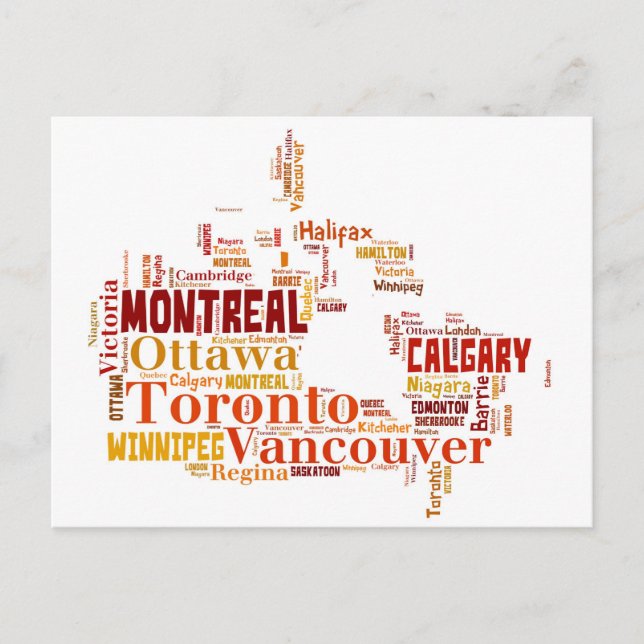 Canada Cities Word Art Postkarte (Vorderseite)