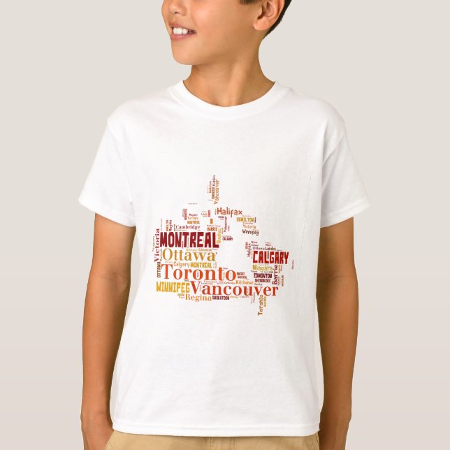 Canada Cities Word Art T-Shirt (Vorderseite)
