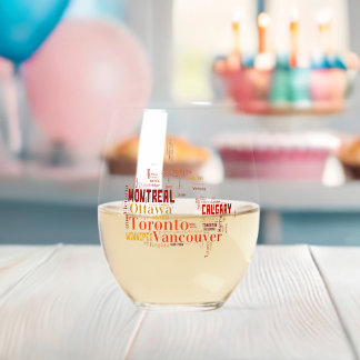 Canada Cities Word Art Weinglas Ohne Stiel